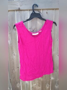 Kathryn Deene Top Gauze Shirt Fuschia Pink Tank Sleeveless Womens Lg Resort Vaca